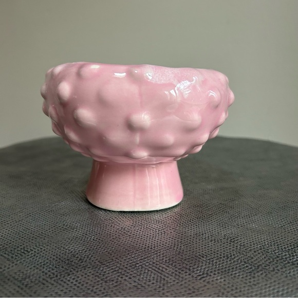 Vintage ~Brush Glazed Pink Ceramic Planter with Bubble Dots - Picture 4 of 9